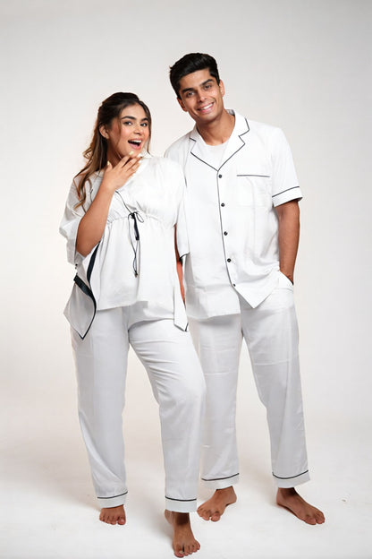 Weekend Vibe (Moonlight White) – Couple Matching Lounge Set