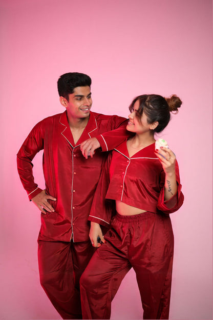 Cloud Nine (Cherry Red) – Matching Couple Lounge Set